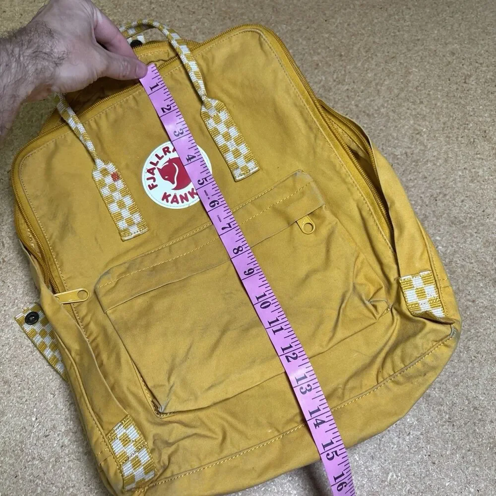 Fjallraven Kanken Backpack Yellow Distressed Worn Classic Bag
